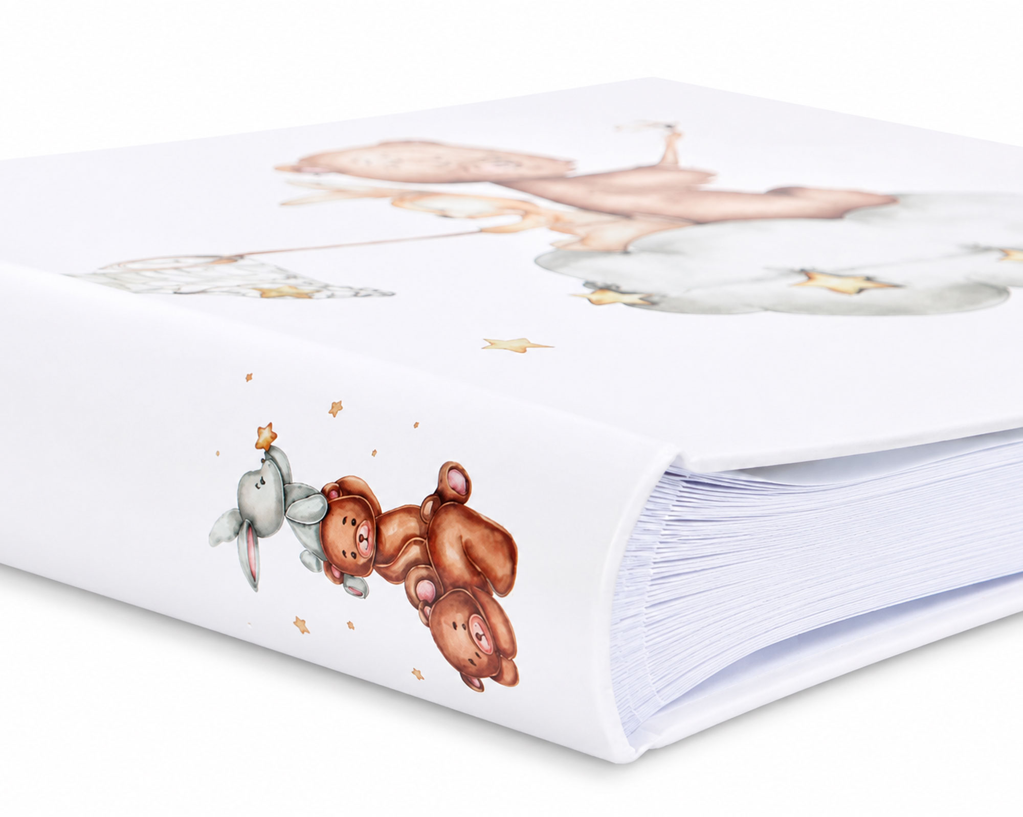 Cat & Bears Fotoalbum 30x30 cm 100 weiße Seiten Baby Kinder Foto Album Fotobuch - Farbe: Bear & Moon