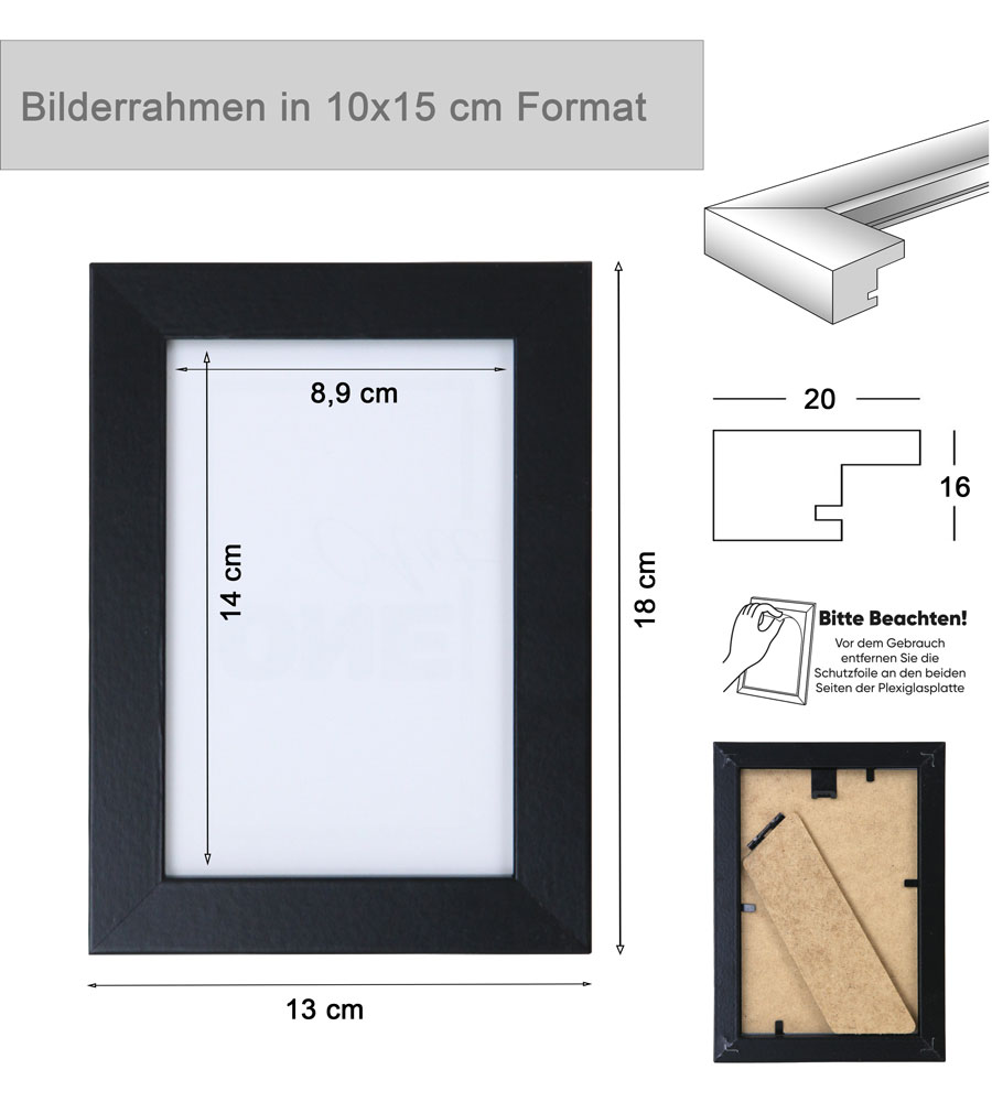 Bilderrahmen Hekla Holzrahmen Posterrahmen Picture Frame Collage Poster Foto Rahmen - Farbe: Eiche | Format: 10x15