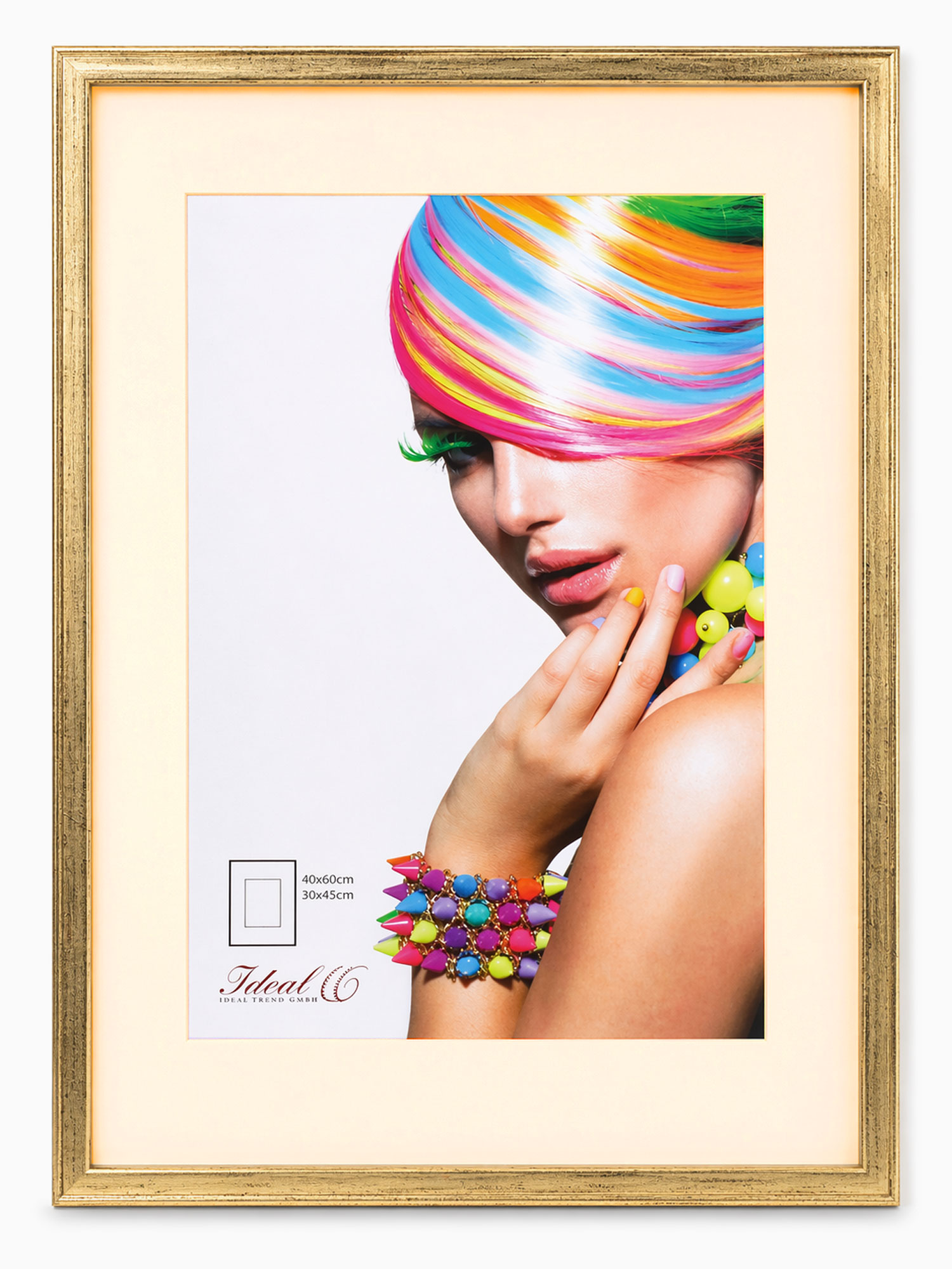 3D Objektrahmen Bilderrahmen mit Passepartout & gehärtetem Glas Holz MDF Rahmen Foto Poster - Farbe: Gold-Antik | Format: 40x60