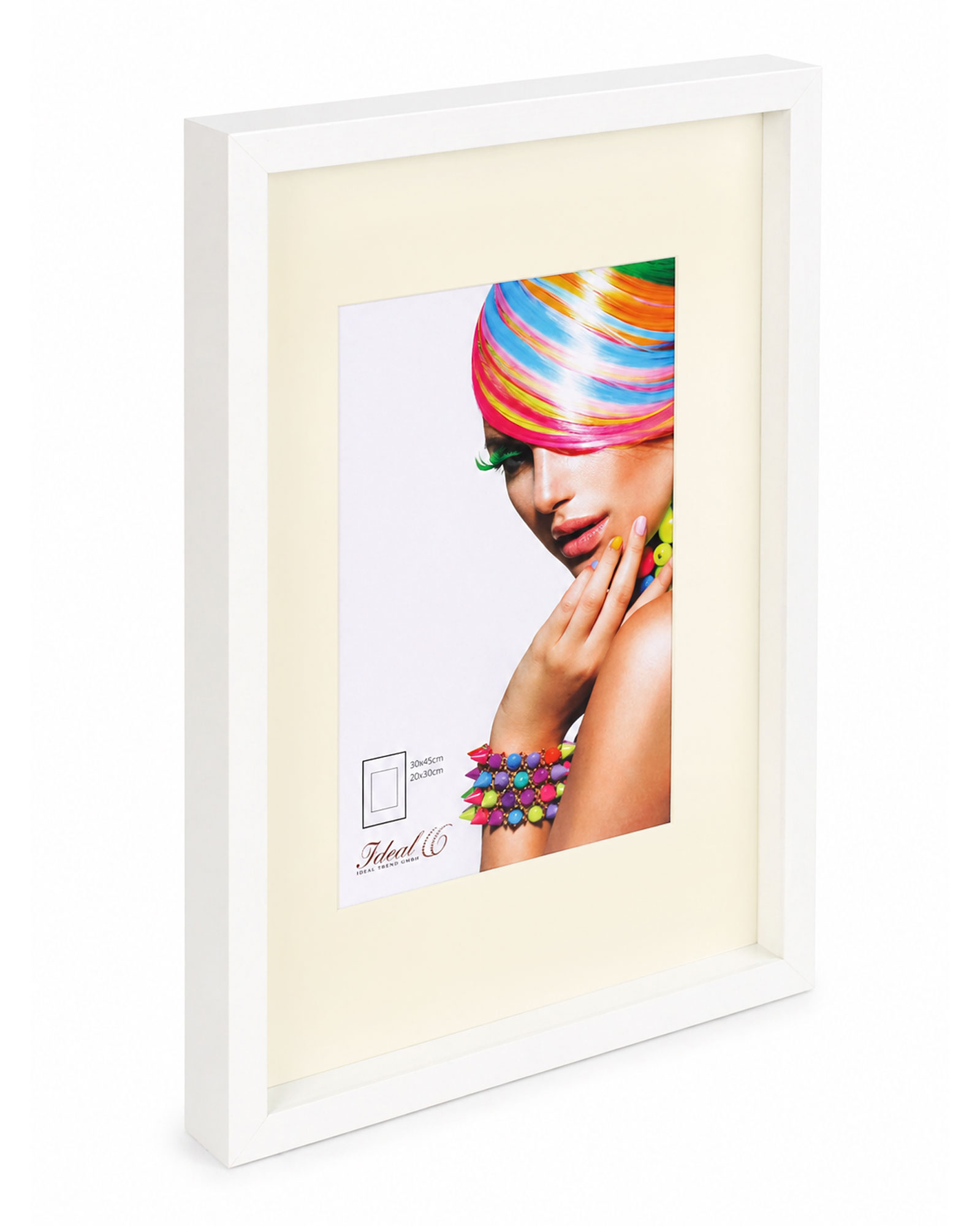3D Objektrahmen Bilderrahmen mit Passepartout & gehärtetem Glas Holz MDF Rahmen Foto Poster - Farbe: Weiß | Format: 30x45