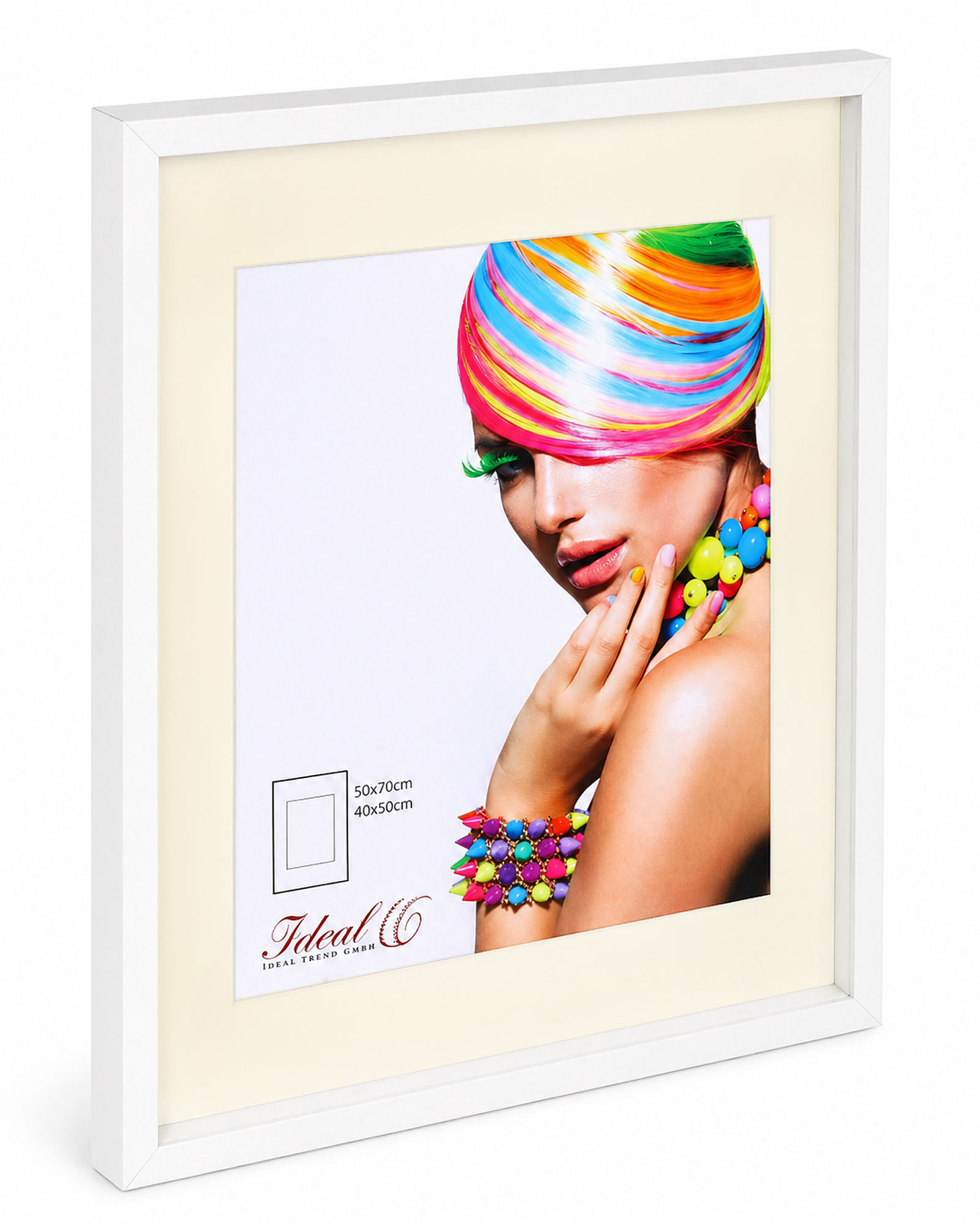 3D Objektrahmen Bilderrahmen mit Passepartout & gehärtetem Glas Holz MDF Rahmen Foto Poster - Farbe: Weiß | Format: 50x70