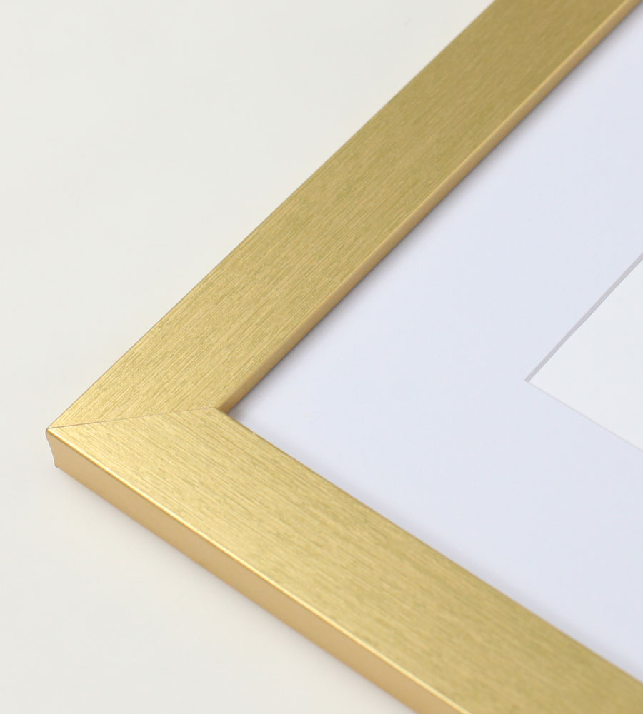 Bilderrahmen Holz Rahmen Plexi Acryl Collage Wanddeko Poster quadratisch S215 - Farbe: Gold | Format: 40x50