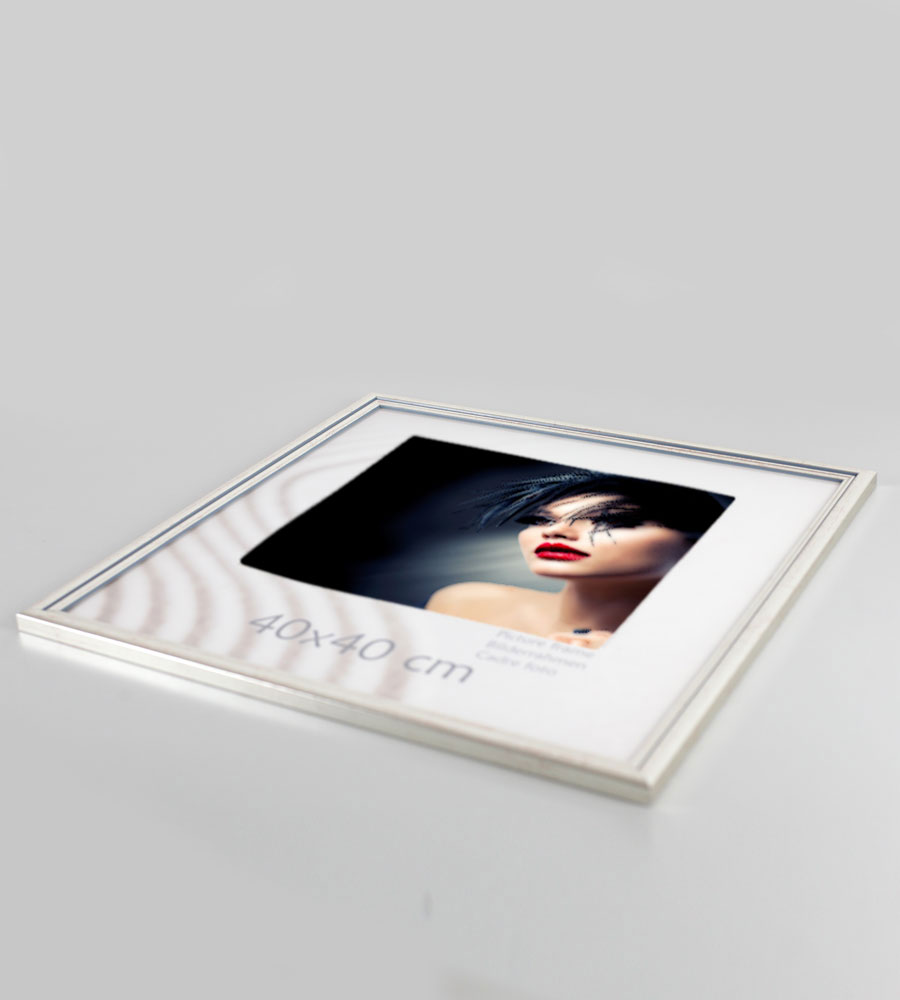 Artos Holz Bilderrahmen Acrylglas Plexi Lifestyle Foto Rahmen Collage Wanddeko Poster - Farbe: Silber | Format: 40x40