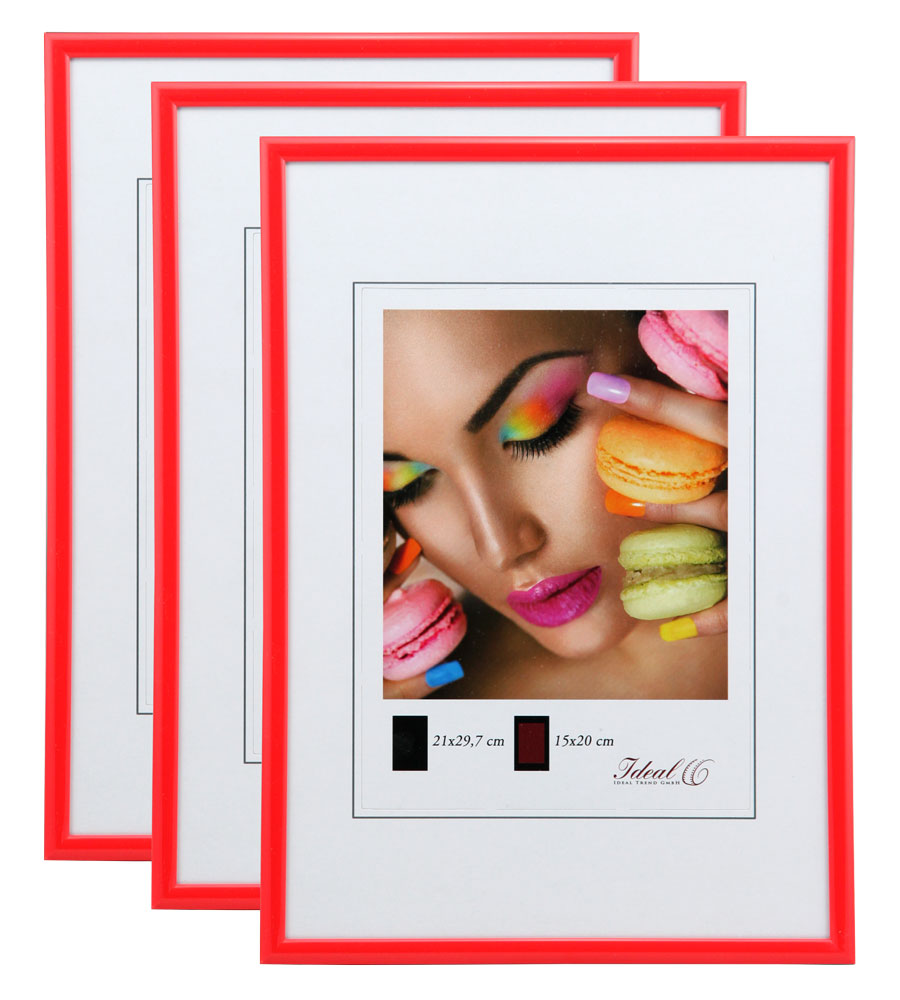 New Lifestyle Set Bilderrahmen Wanddeko Collage Poster Rahmen 2er 3er 5er Pack - Pack: 3er | Farbe: Rot | Format: 40x60