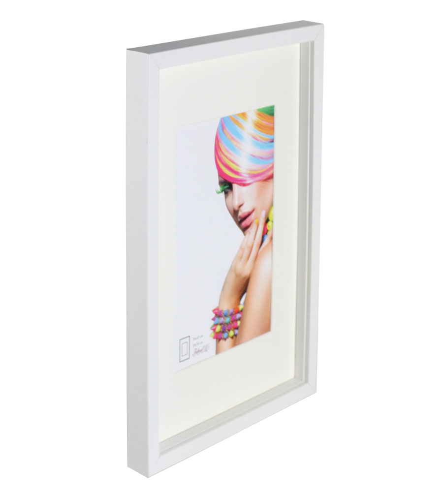 3D Objektrahmen Bilderrahmen mit Passepartout & gehärtetem Glas Holz MDF Rahmen Foto Poster - Farbe: Weiß | Format: 30x45