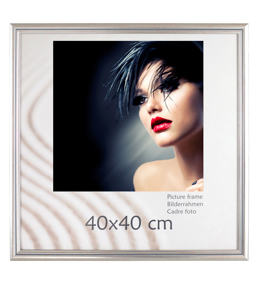 Artos Holz Bilderrahmen Acrylglas Plexi Lifestyle Foto Rahmen Collage Wanddeko Poster - Farbe: Silber | Format: 40x40
