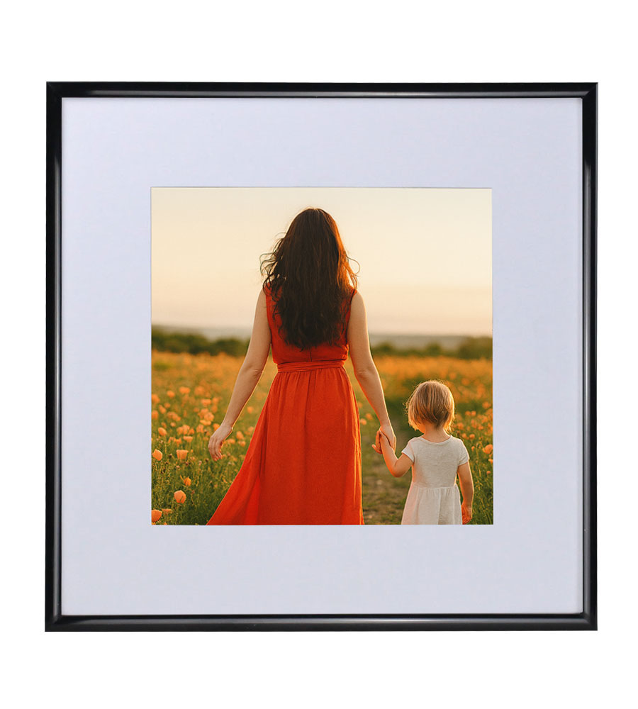 New Lifestyle Kunststoff Bilderrahmen mit Passepartout & Kunststoffglas Collage Wanddeko Poster Hoch- & Querformat - Farbe: Schwarz | Format: 30x30
