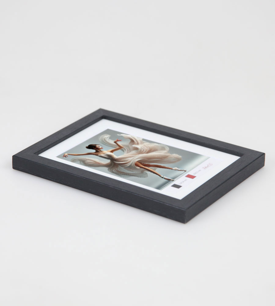 Holzbilderrahmen mit Passepartout Elegantes Design Foto Rahmen Collage Wanddeko HR-5 Poster - Farbe: Schwarz | Format: 13x18