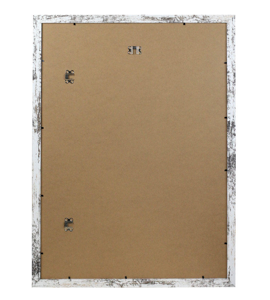 Bilderrahmen Holz Rahmen Plexi Acryl Collage Wanddeko Poster quadratisch S215 - Farbe: Shabby-Weiß | Format: 50x70