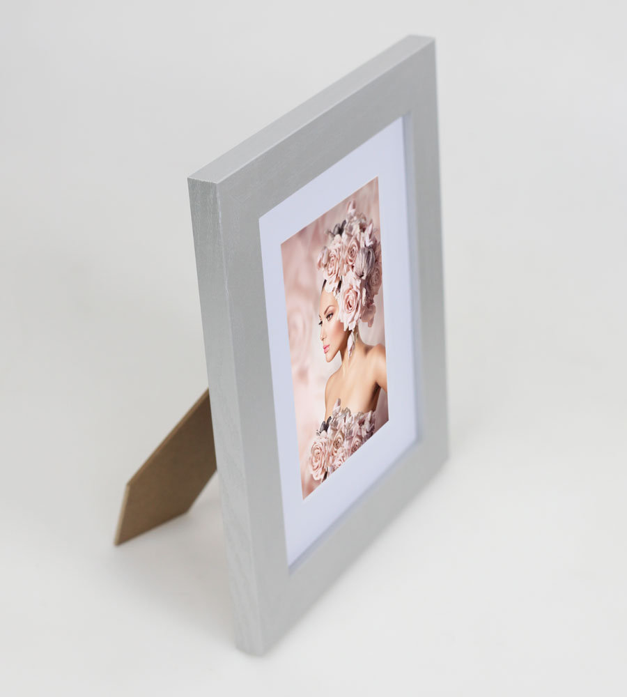 Bilderrahmen Holz Rahmen Plexi Acryl Collage Wanddeko Poster quadratisch S215 - Farbe: Silber | Format: 10x15