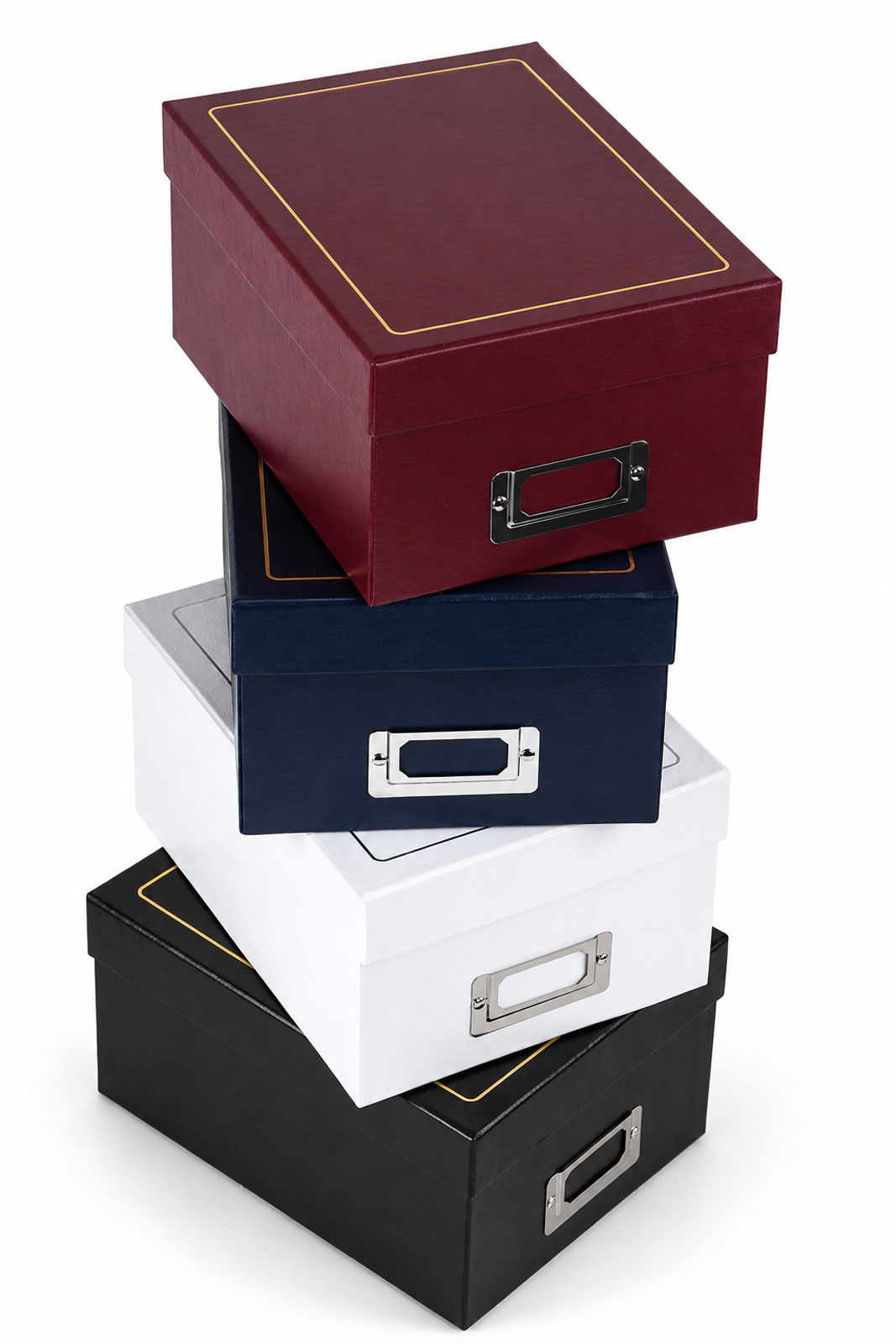 Tradition Photo Box für 700 Fotos 10x15 cm – elegante Fotobox mit Trennkarten, Vinyleinband, Gold- oder Silberprägung, Erinnerungsbox zur Fotoaufbewahrung - Farbe: Schwarz