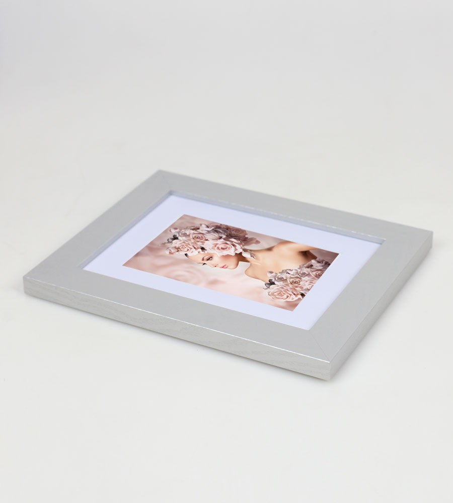 Bilderrahmen Holz Rahmen Plexi Acryl Collage Wanddeko Poster quadratisch S215 - Farbe: Silber | Format: 10x15