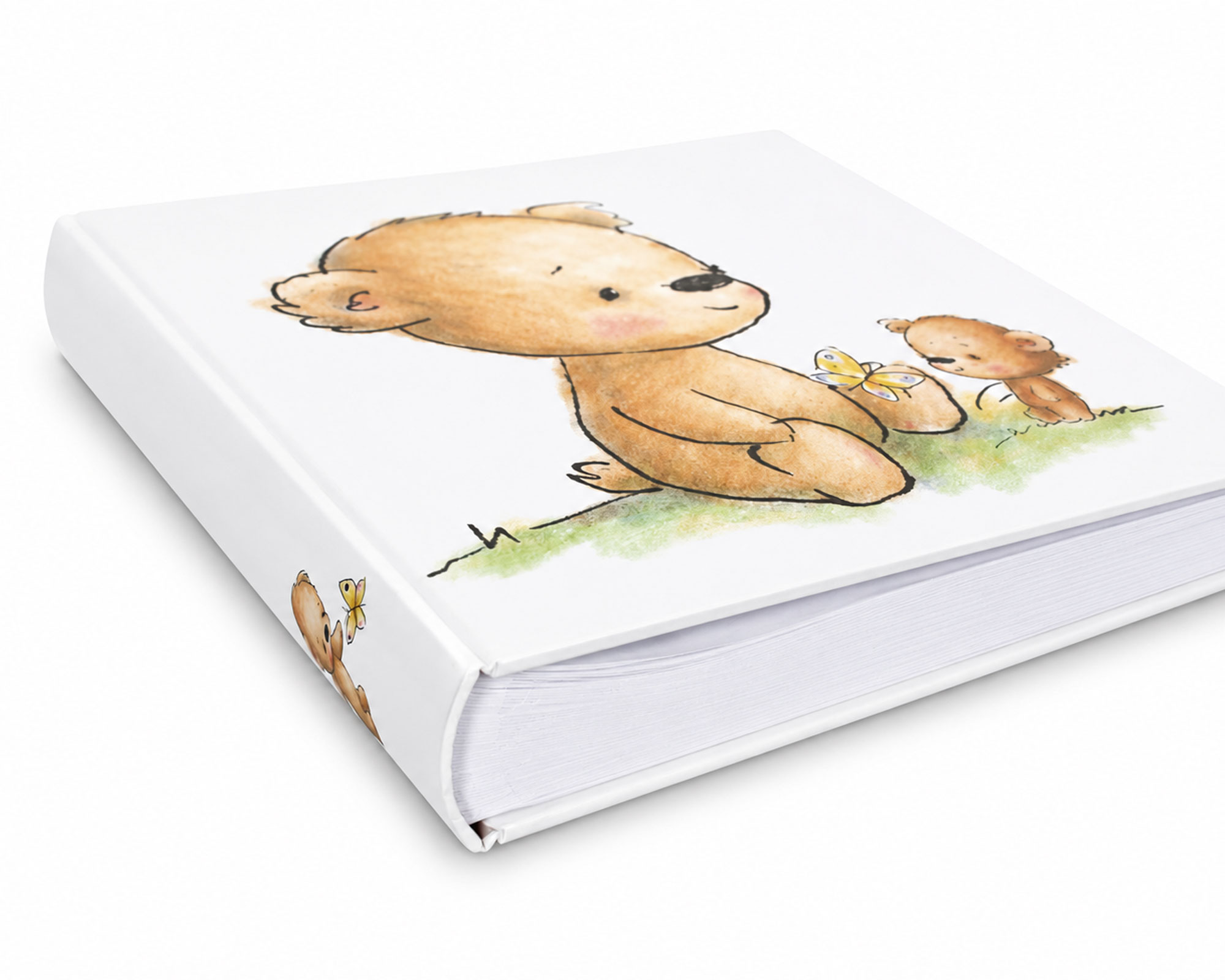 Cat & Bears Fotoalbum 30x30 cm 100 weiße Seiten Baby Kinder Foto Album Fotobuch - Farbe: Teddybär
