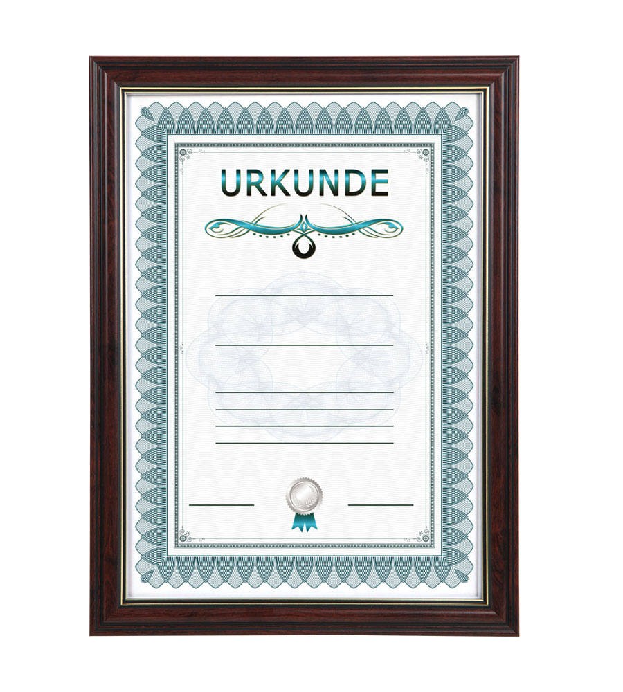 Dokument Bilderrahmen in Mahagoni 21x29,7 DIN A4 Urkunde Bilder Foto Rahmen