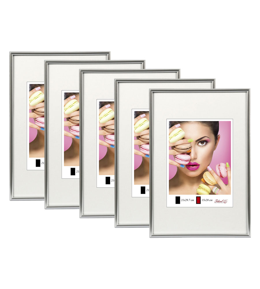 2er 3er 5er Pack Photo Style Set Bilderrahmen Wanddeko Collage Poster Kunststoff Rahmen - Pack: 5er | Farbe: Silber | Format: 20x30