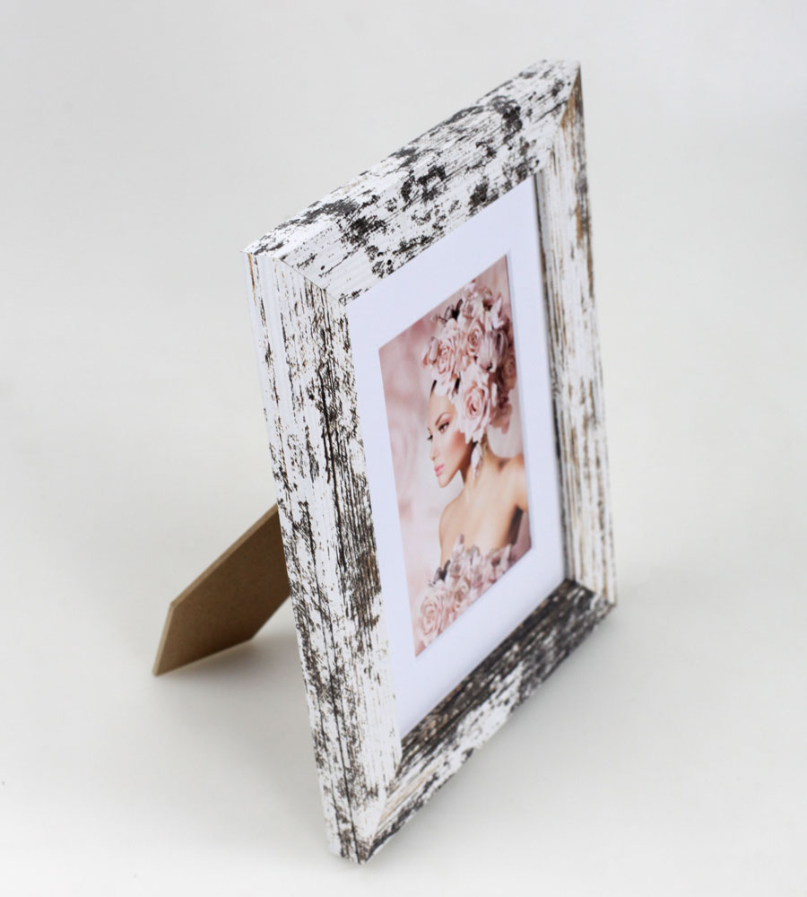 Pack Set Holz Bilderrahmen Foto Plexi Rahmen Acryl Collage Wanddeko Poster S215 - Farbe: Shabby-Weiß | Format: 15x20 | Pack: 3