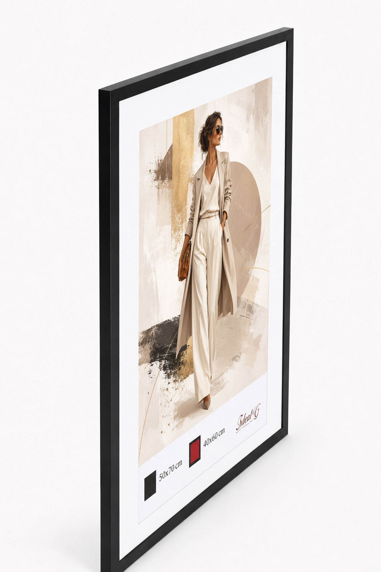 Kunststoff Bilderrahmen Modern Style mit gehärtetem Glas & Passepartout Blockprofil Collage Foto Rahmen Wanddeko für Fotowand - Farbe: Schwarz | Format: 50x70 | Pack: 10