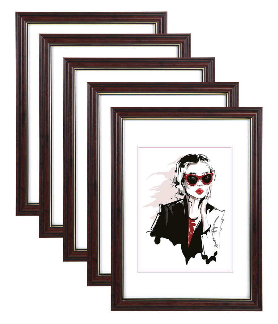 3er 5er Set Kunststoffrahmen Klarglas Bilderrahmen Frame Foto Collage Portraitrahmen Glasscheibe PS - Pack: 5er | Format: 21x29,7 DIN A4