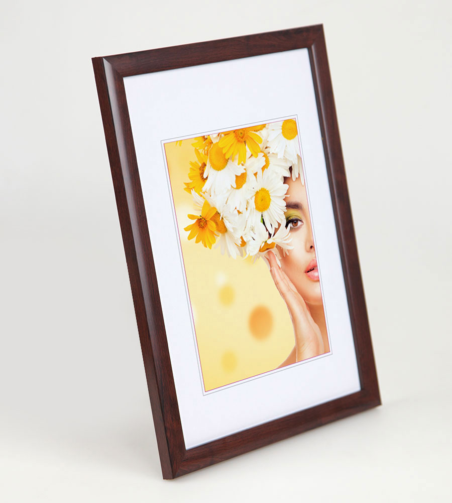 Kunststoffrahmen mit Klarglas Bilderrahmen PS-1 Frame Foto Collage Portraitrahmen Glasscheibe - Farbe: Mahagoni | Format: 40x50