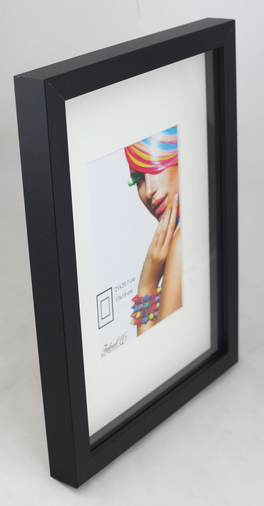3D Objektrahmen Bilderrahmen mit Passepartout & gehärtetem Glas Holz MDF Rahmen Foto Poster - Farbe: Schwarz | Format: 40x40