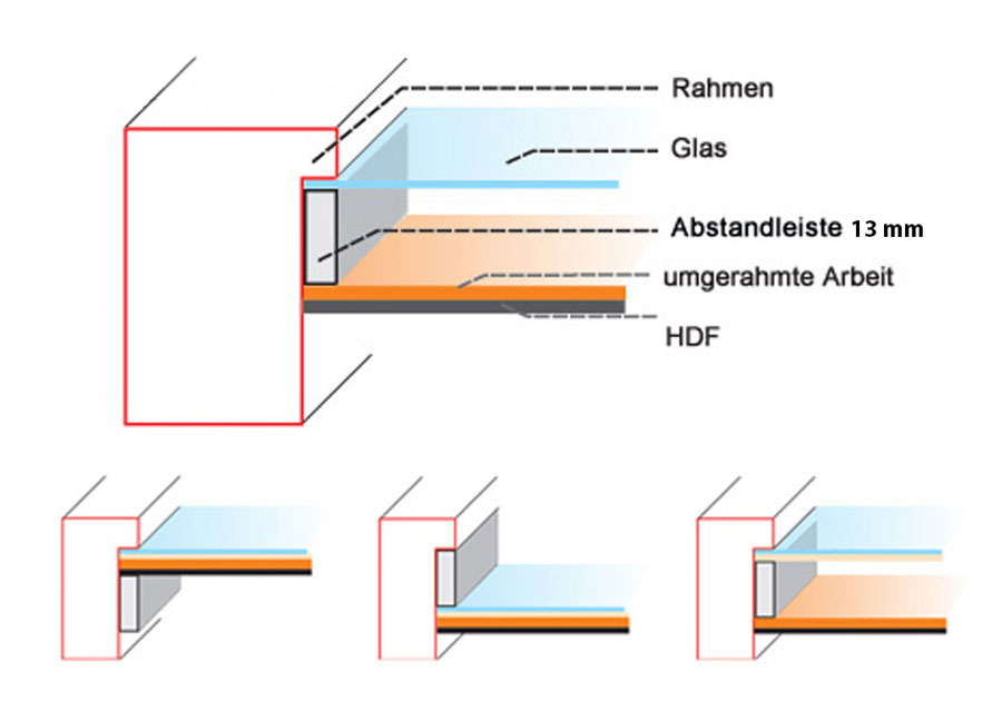 3D Objektrahmen Bilderrahmen mit Passepartout & gehärtetem Glas Holz MDF Rahmen Foto Poster - Farbe: Gold-Antik | Format: 30x40