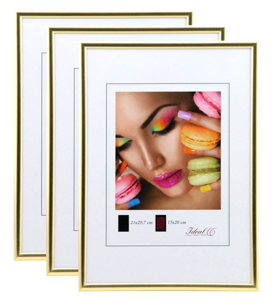 New Lifestyle Set Bilderrahmen Wanddeko Collage Poster Rahmen 2er 3er 5er Pack - Pack: 3er | Farbe: Gold | Format: 29,7x42 DIN A3