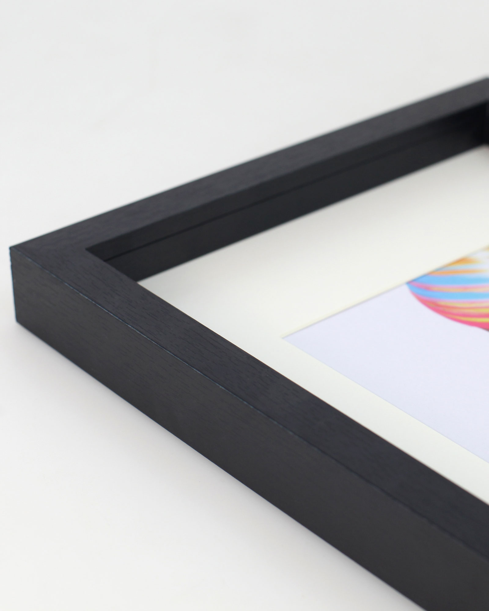 3D Objektrahmen Bilderrahmen mit Passepartout & gehärtetem Glas Holz MDF Rahmen Foto Poster - Farbe: Schwarz | Format: 40x40