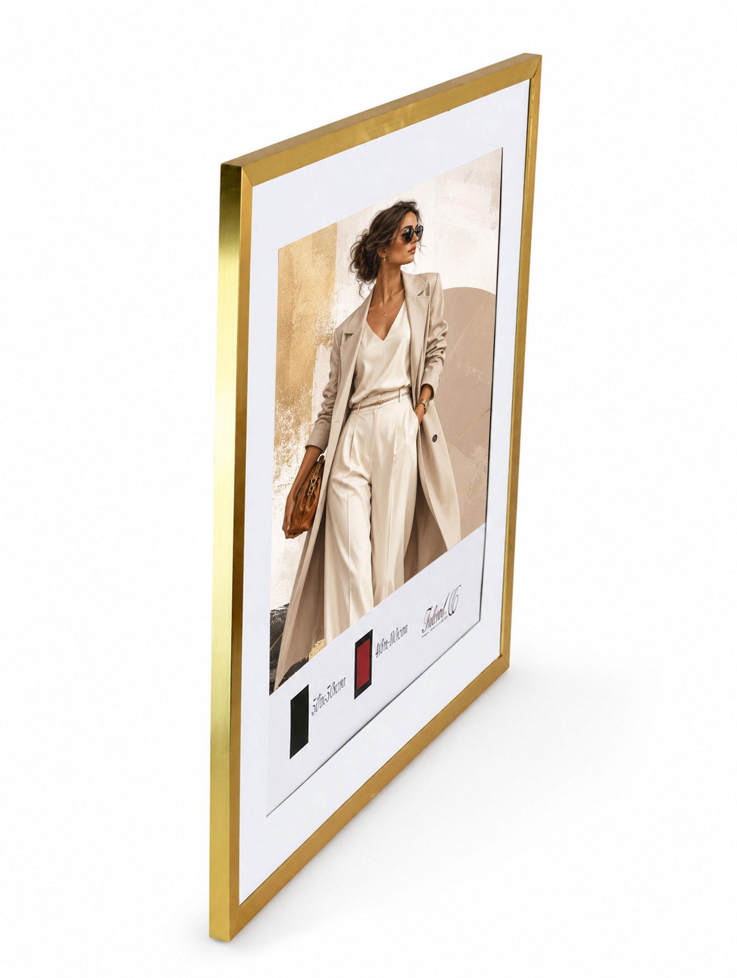 Kunststoff Bilderrahmen Modern Style mit gehärtetem Glas & Passepartout Blockprofil Collage Foto Rahmen Wanddeko für Fotowand - Farbe: Gold | Format: 50x50 | Pack: 5