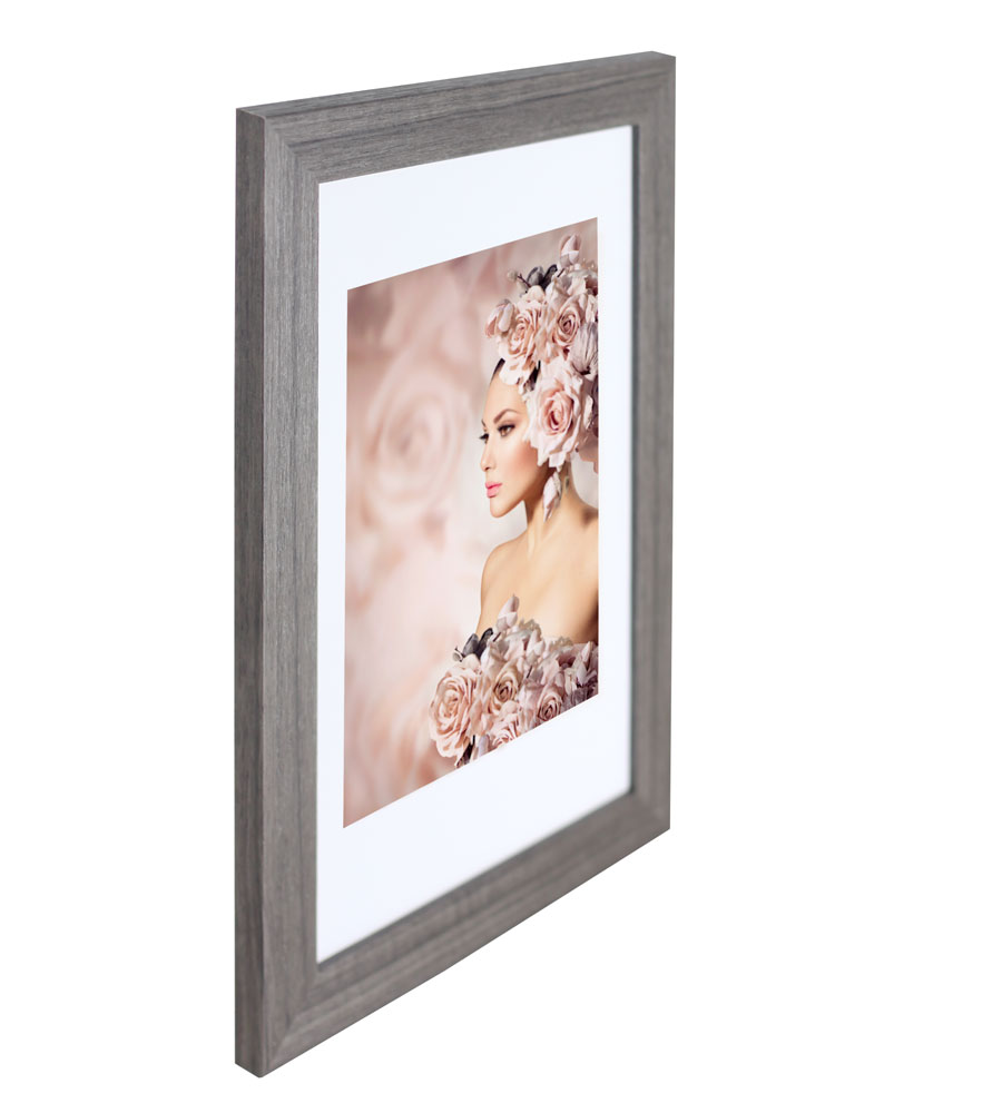 Bilderrahmen Holz Rahmen Plexi Acryl Collage Wanddeko Poster quadratisch S215 - Farbe: Grau | Format: 29,7x42 A3