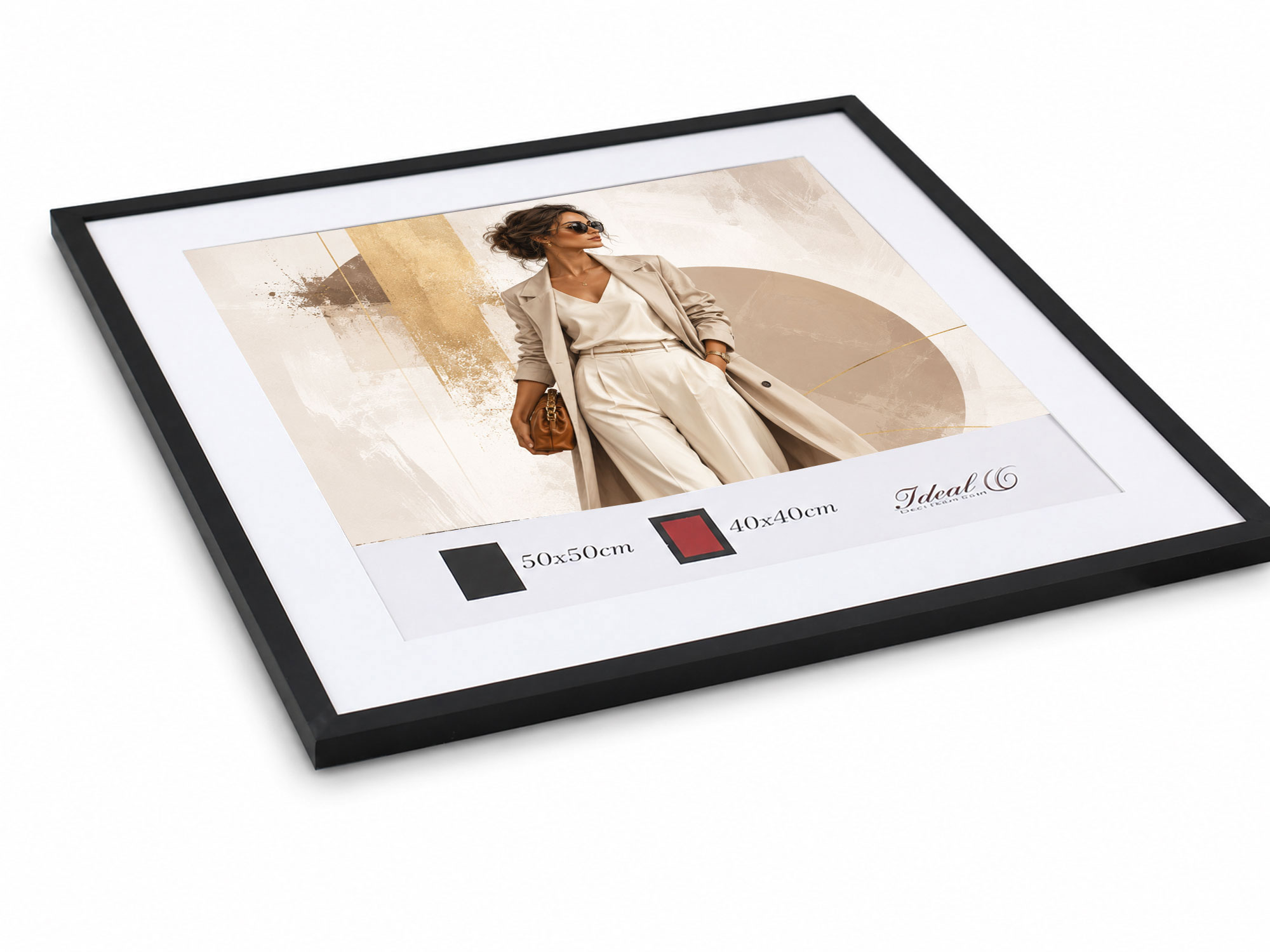 Kunststoff Bilderrahmen Modern Style mit gehärtetem Glas & Passepartout Blockprofil Collage Foto Rahmen Wanddeko für Fotowand - Farbe: Schwarz | Format: 50x50 | Pack: 5