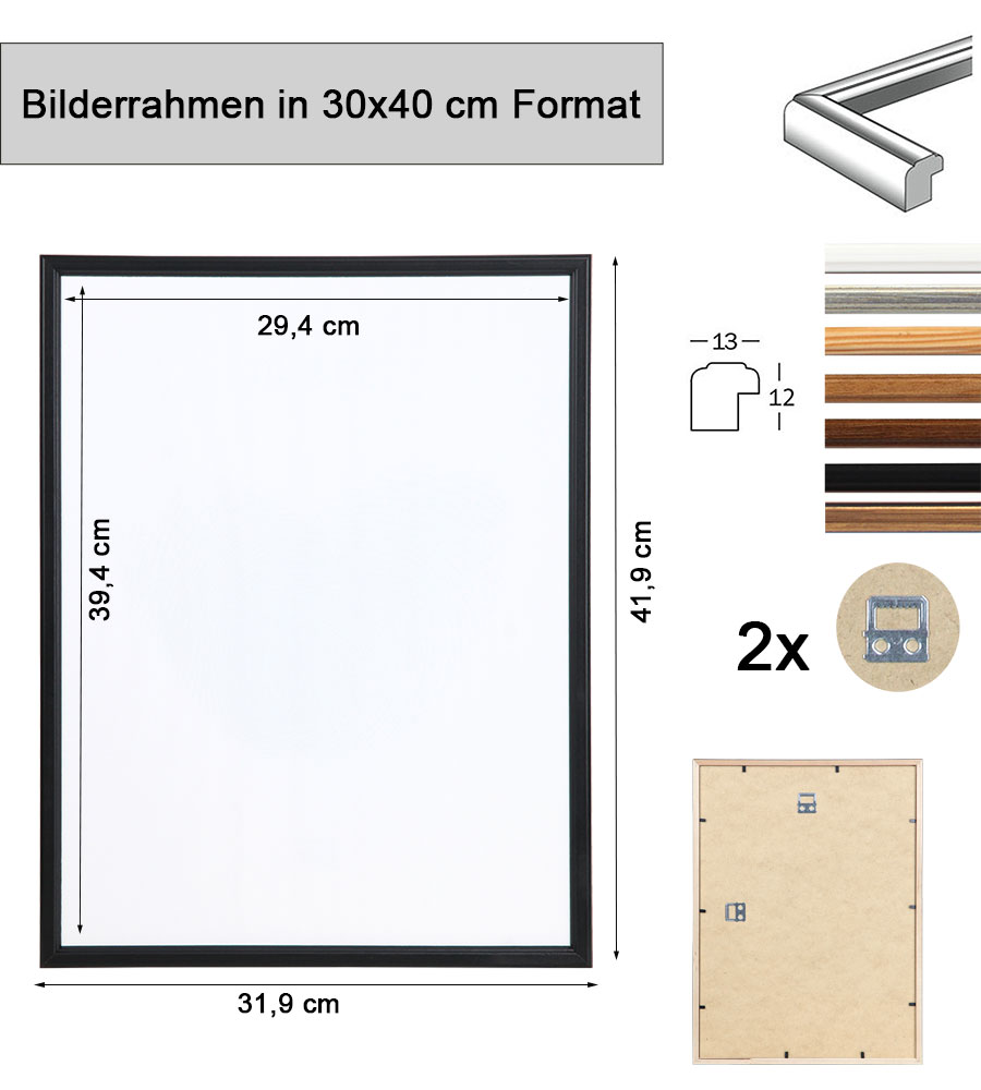 EKO Holz Bilderrahmen Foto Rahmen Holzrahmen Wanddeko Collage Poster S236 - Farbe: Eiche | Format: 30x40