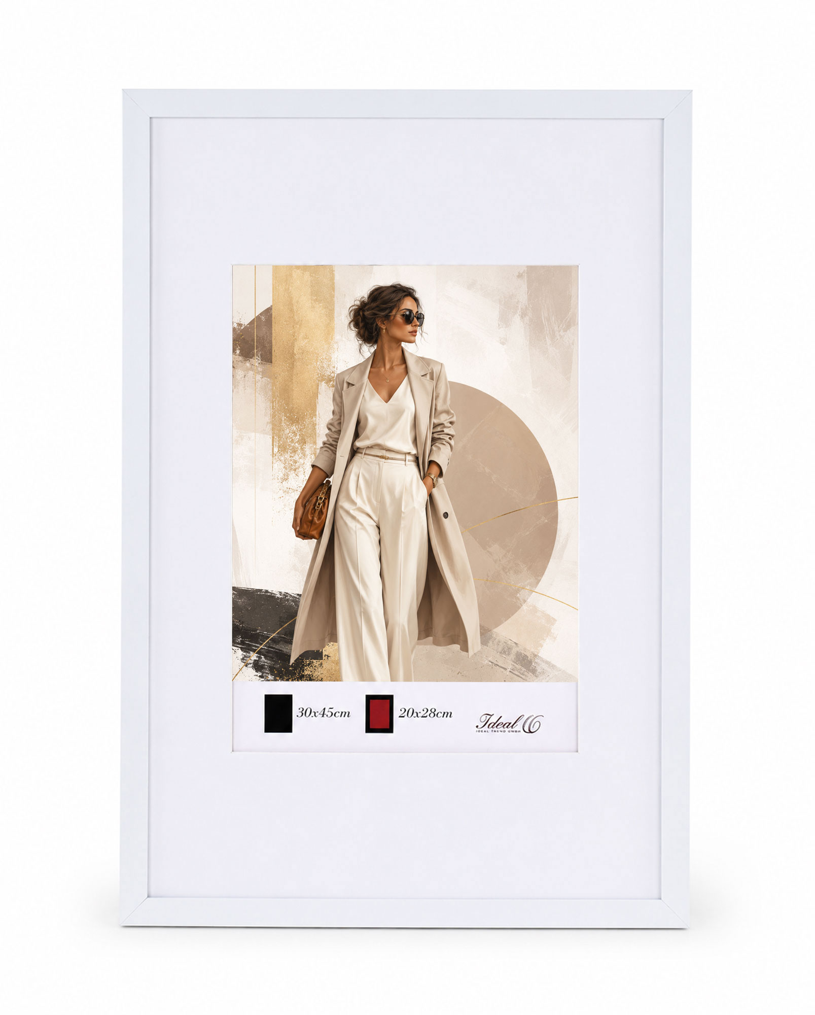 Kunststoff Bilderrahmen Modern Style mit gehärtetem Glas & Passepartout Blockprofil Collage Foto Rahmen Wanddeko für Fotowand - Farbe: Weiß | Format: 30x45 | Pack: 5