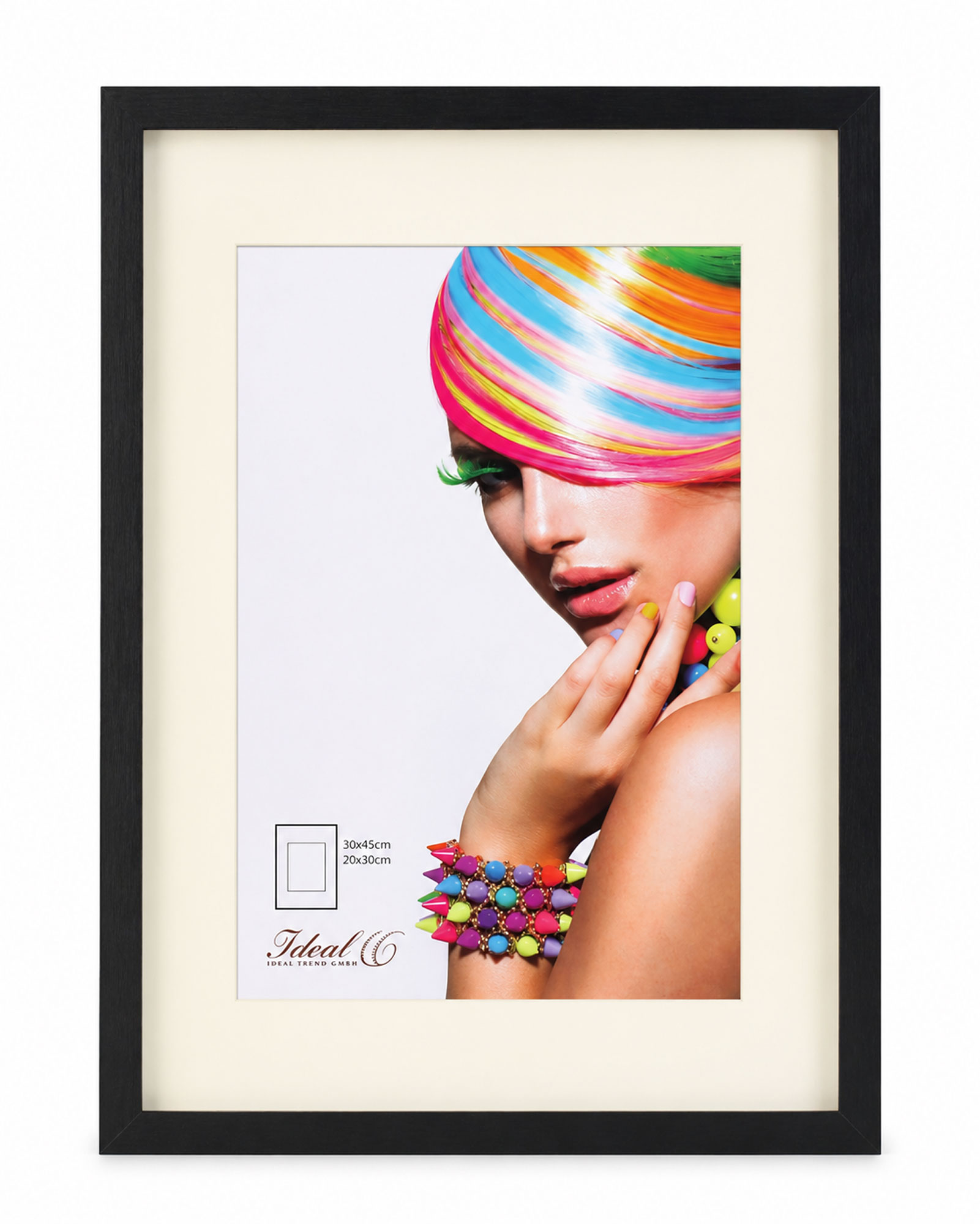 3D Objektrahmen Bilderrahmen mit Passepartout & gehärtetem Glas Holz MDF Rahmen Foto Poster - Farbe: Schwarz | Format: 30x45