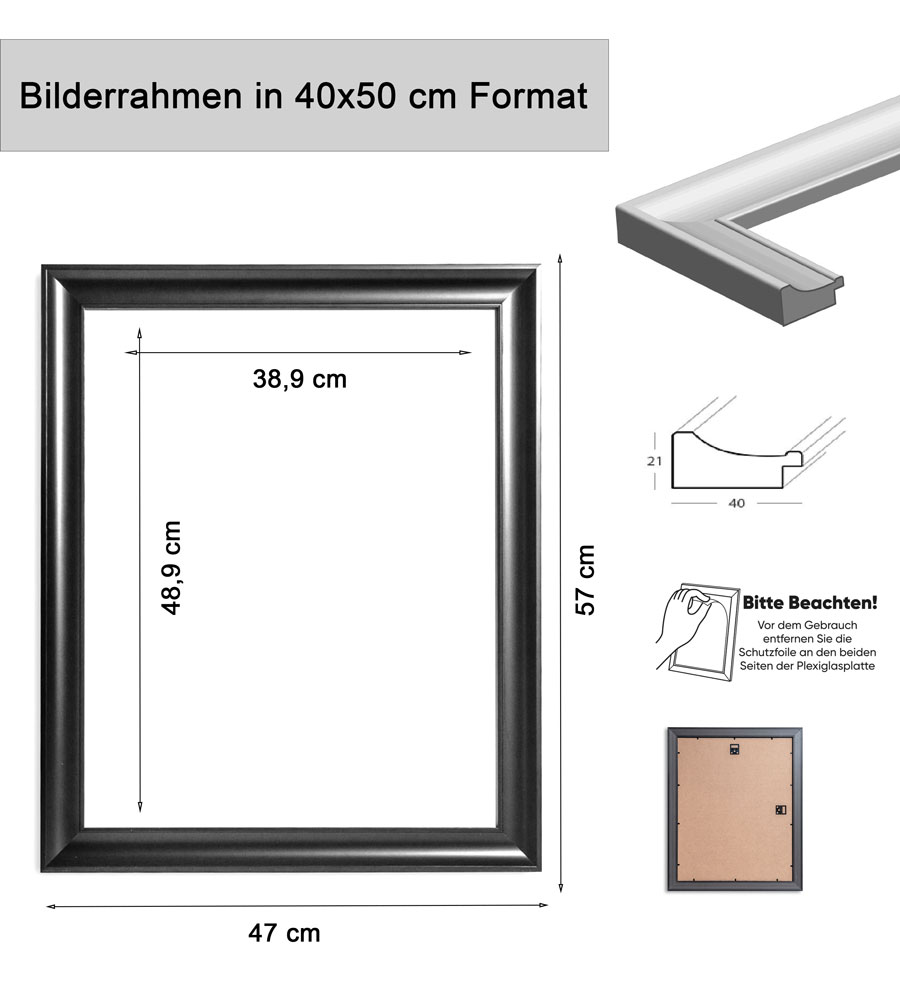 Bilderrahmen Lifestyle Foto Rahmen Collage quadratisch Wanddeko Poster 40D - Farbe: Weiss | Format: 40x50