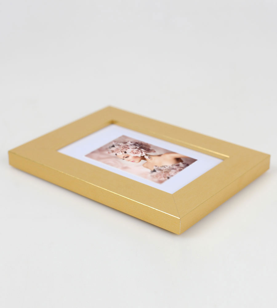 Bilderrahmen Holz Rahmen Plexi Acryl Collage Wanddeko Poster quadratisch S215 - Farbe: Gold | Format: 10x15