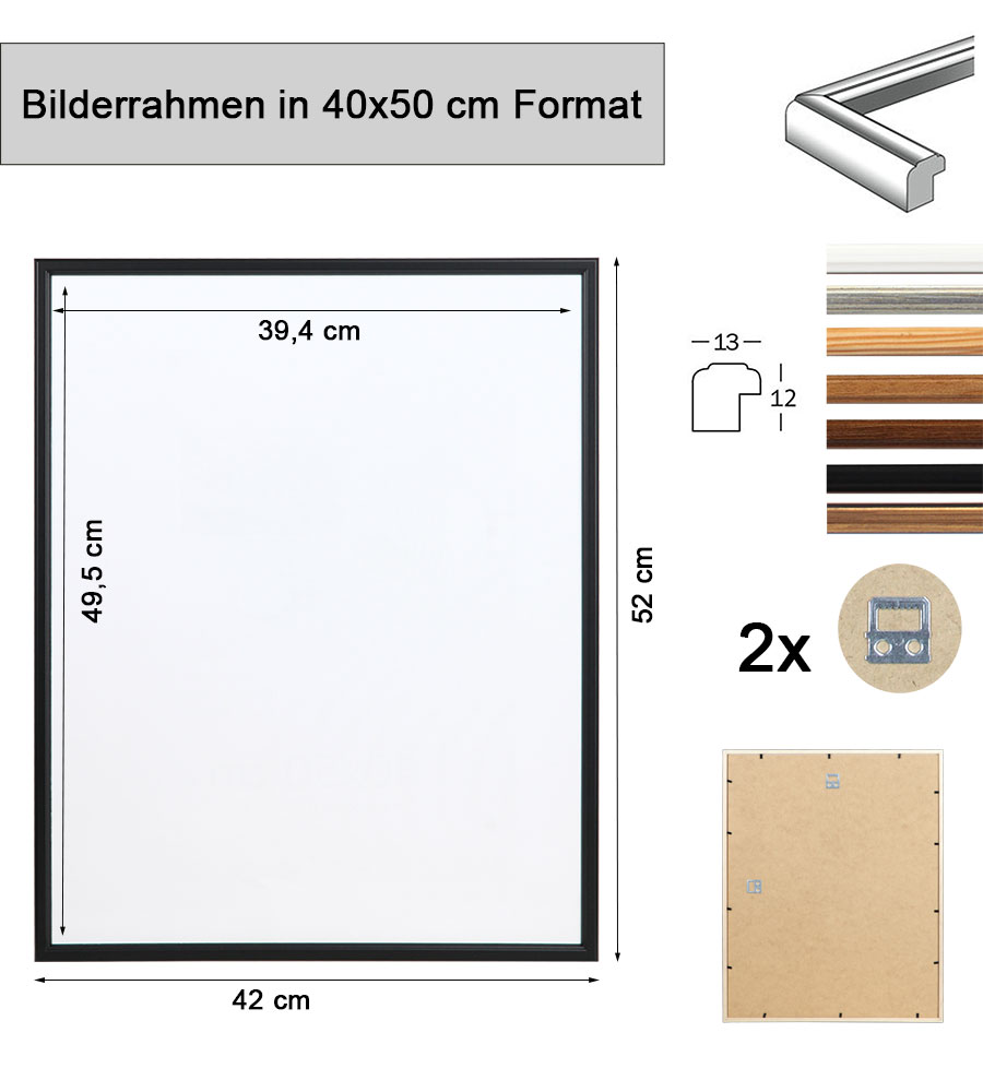 EKO Holz Bilderrahmen Foto Rahmen Holzrahmen Wanddeko Collage Poster S236 - Farbe: Weiß | Format: 40x50