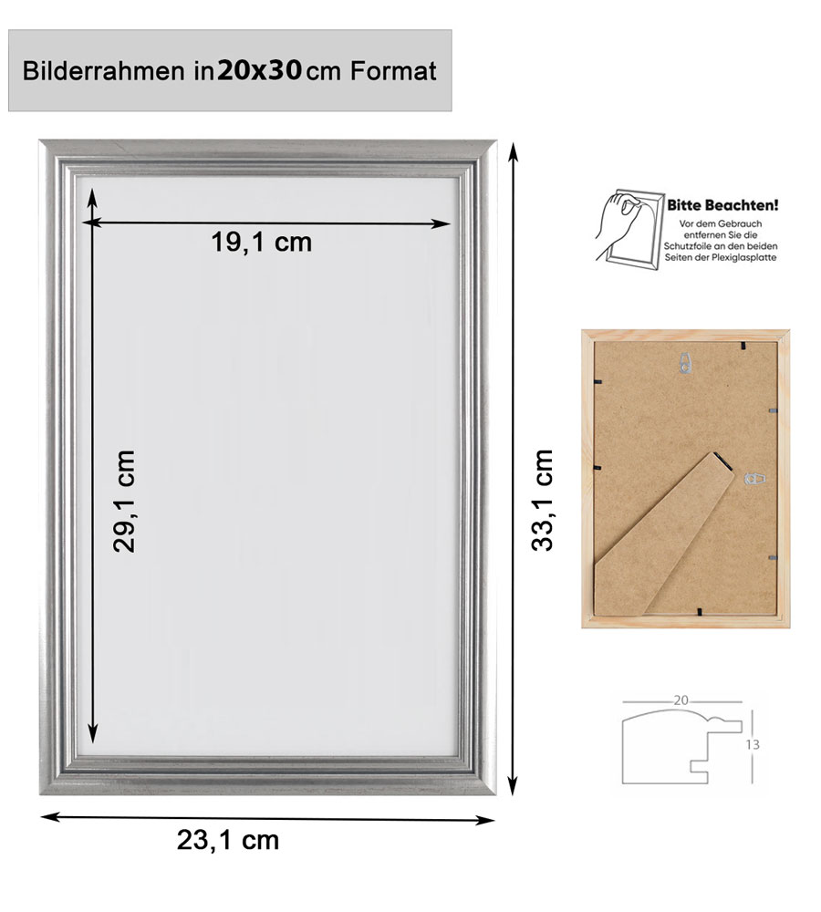Artos Holz Bilderrahmen Acrylglas Plexi Lifestyle Foto Rahmen Collage Wanddeko Poster - Farbe: Gold | Format: 20x30
