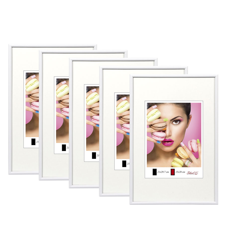2er 3er 5er Pack Photo Style Set Bilderrahmen Wanddeko Collage Poster Kunststoff Rahmen - Pack: 5er | Farbe: Weiß | Format: 15x20