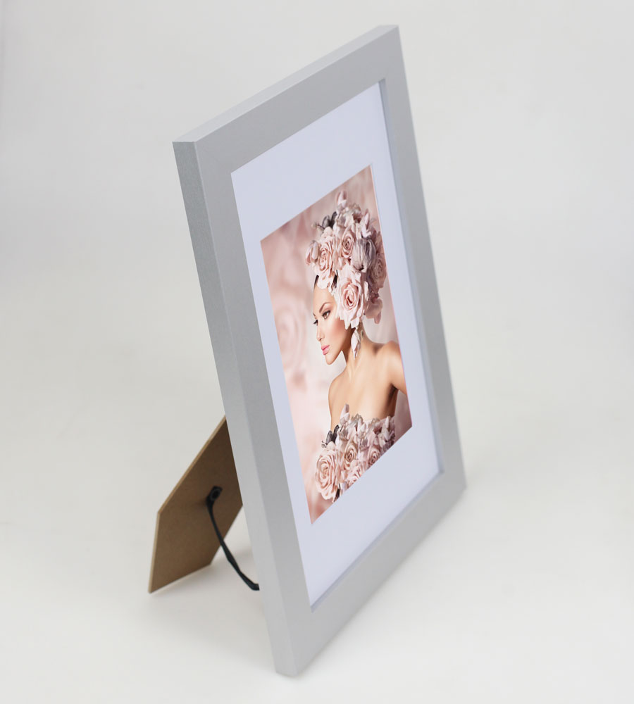 Bilderrahmen Holz Rahmen Plexi Acryl Collage Wanddeko Poster quadratisch S215 - Farbe: Silber | Format: 20x30