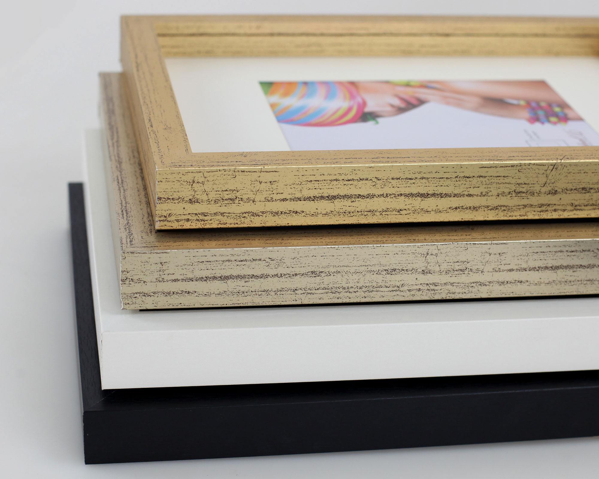3D Objektrahmen Bilderrahmen mit Passepartout & gehärtetem Glas Holz MDF Rahmen Foto Poster - Farbe: Weiß | Format: 50x50