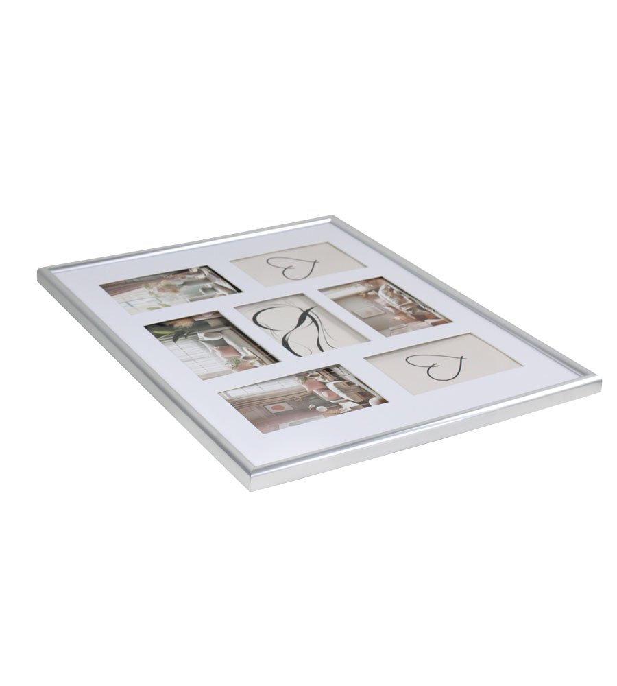 Galerie Bilderrahmen Kunststoff mit Passepartout & Klarglas Collagerahmen New Life Style - Farbe: Silber | Format: 7x 10x15