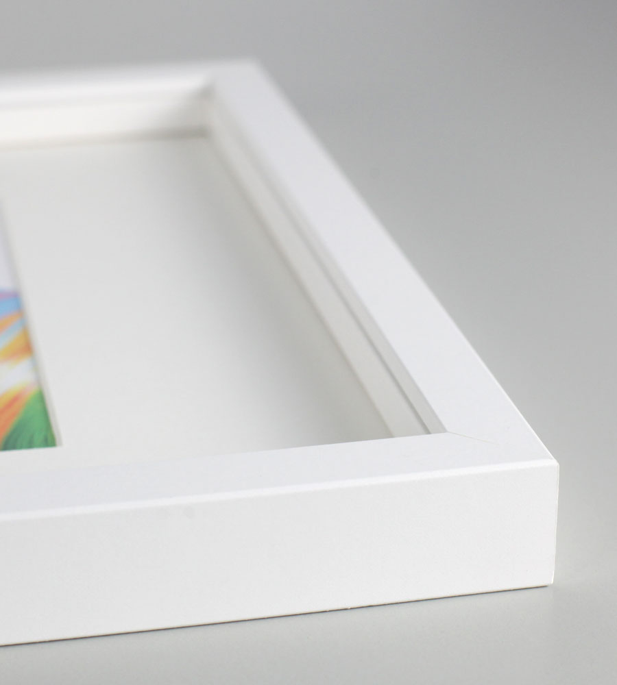 3D Objektrahmen Bilderrahmen mit Passepartout & gehärtetem Glas Holz MDF Rahmen Foto Poster - Farbe: Weiß | Format: 30x40