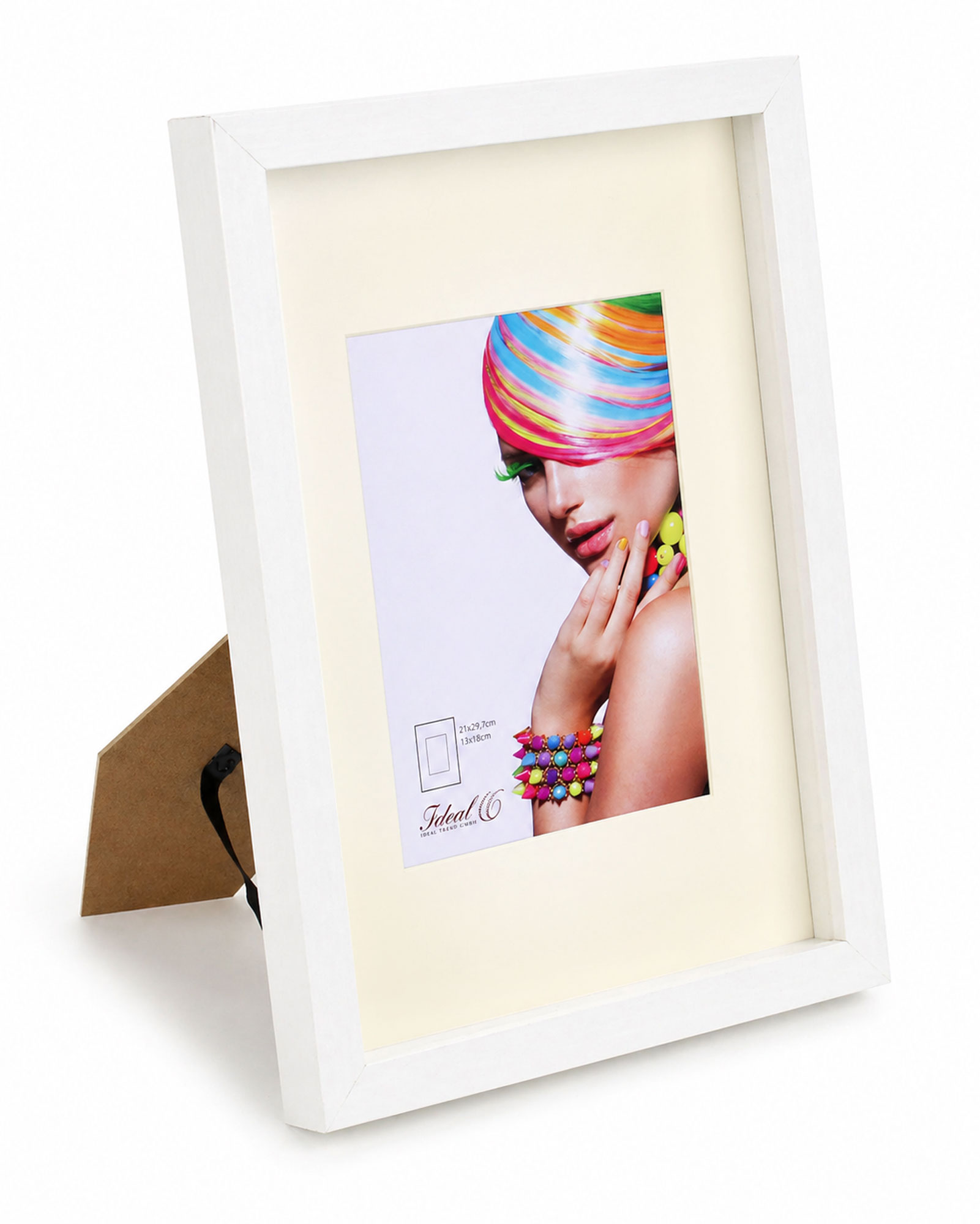 3D Objektrahmen Bilderrahmen mit Passepartout & gehärtetem Glas Holz MDF Rahmen Foto Poster - Farbe: Weiß | Format: 21x29,7
