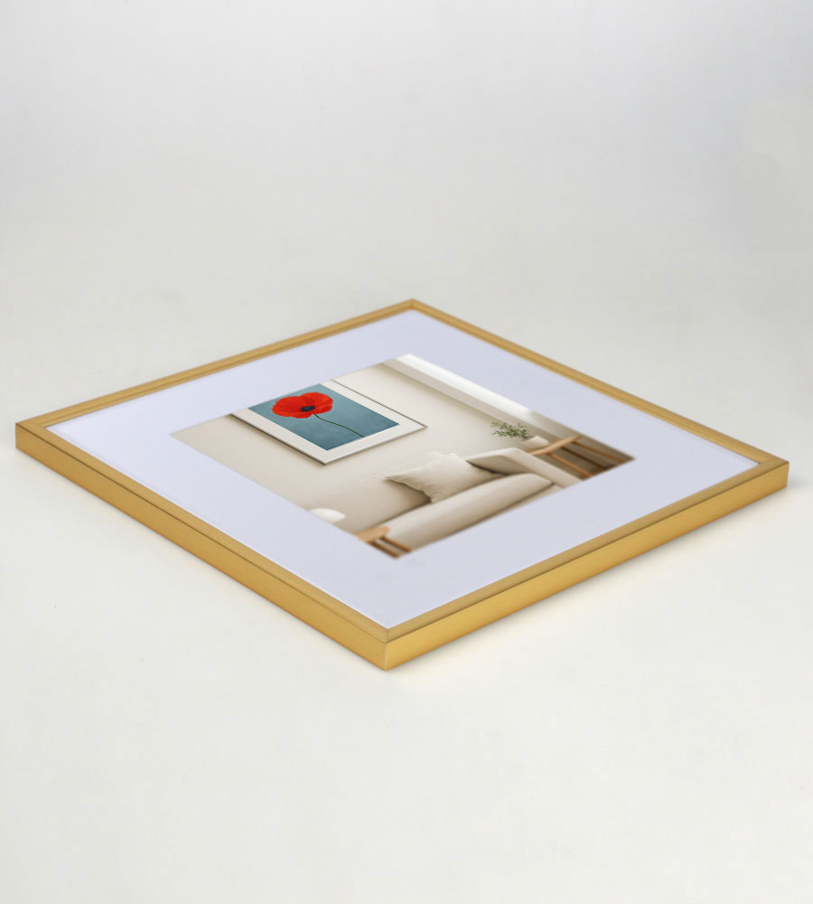 New Lifestyle Kunststoff Bilderrahmen mit Passepartout & Klarglas Collage Wanddeko Poster - Farbe: Gold | Format: 30x30