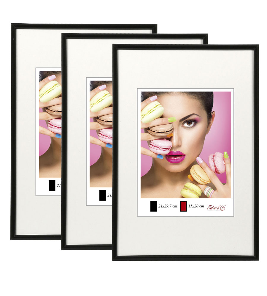 2er 3er 5er Pack Photo Style Set Bilderrahmen Wanddeko Collage Poster Kunststoff Rahmen - Pack: 3er | Farbe: Schwarz | Format: 20x30
