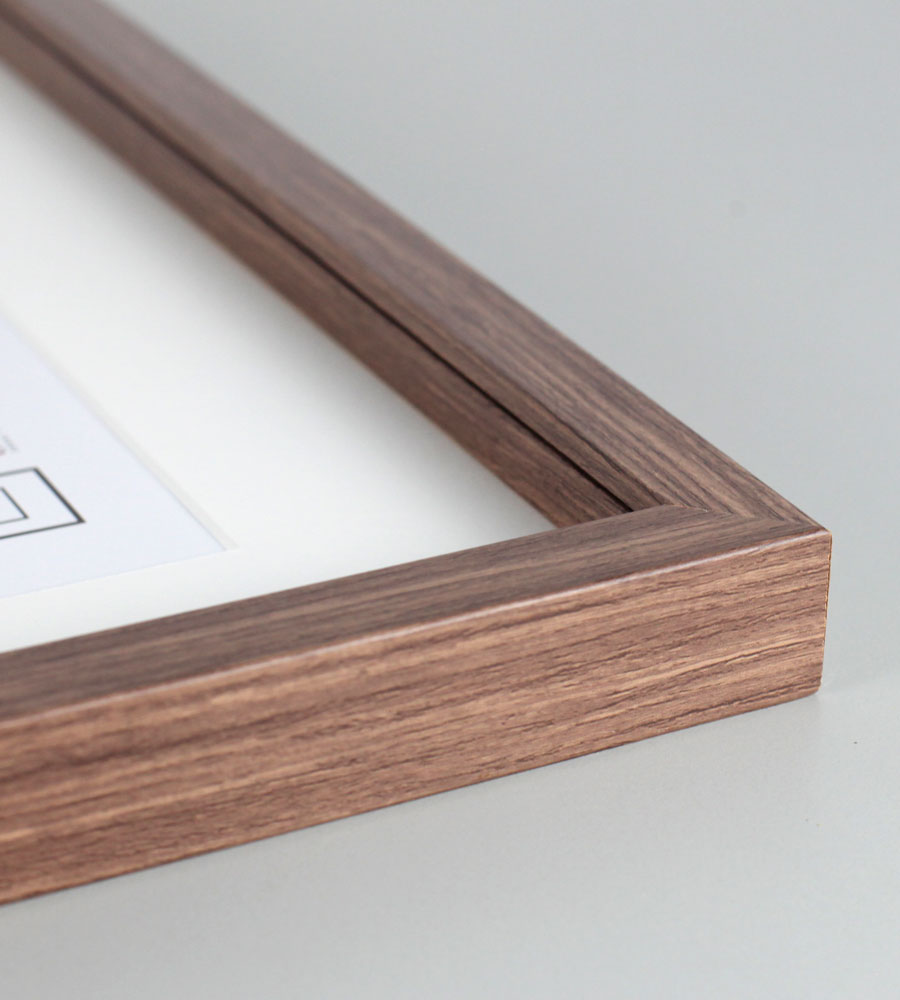 3D Objektrahmen Bilderrahmen mit Passepartout & gehärtetem Glas Holz MDF Rahmen Foto Poster - Farbe: Braun | Format: 40x50