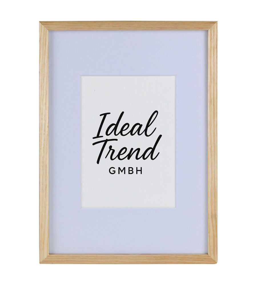 Bilderrahmen Massivholz Eiche mit Passepartout & gehärtetem Echtglas Oak wood frame Tempered glass HR-12 - Farbe: Natur | Format: 21x29,7 DIN A4