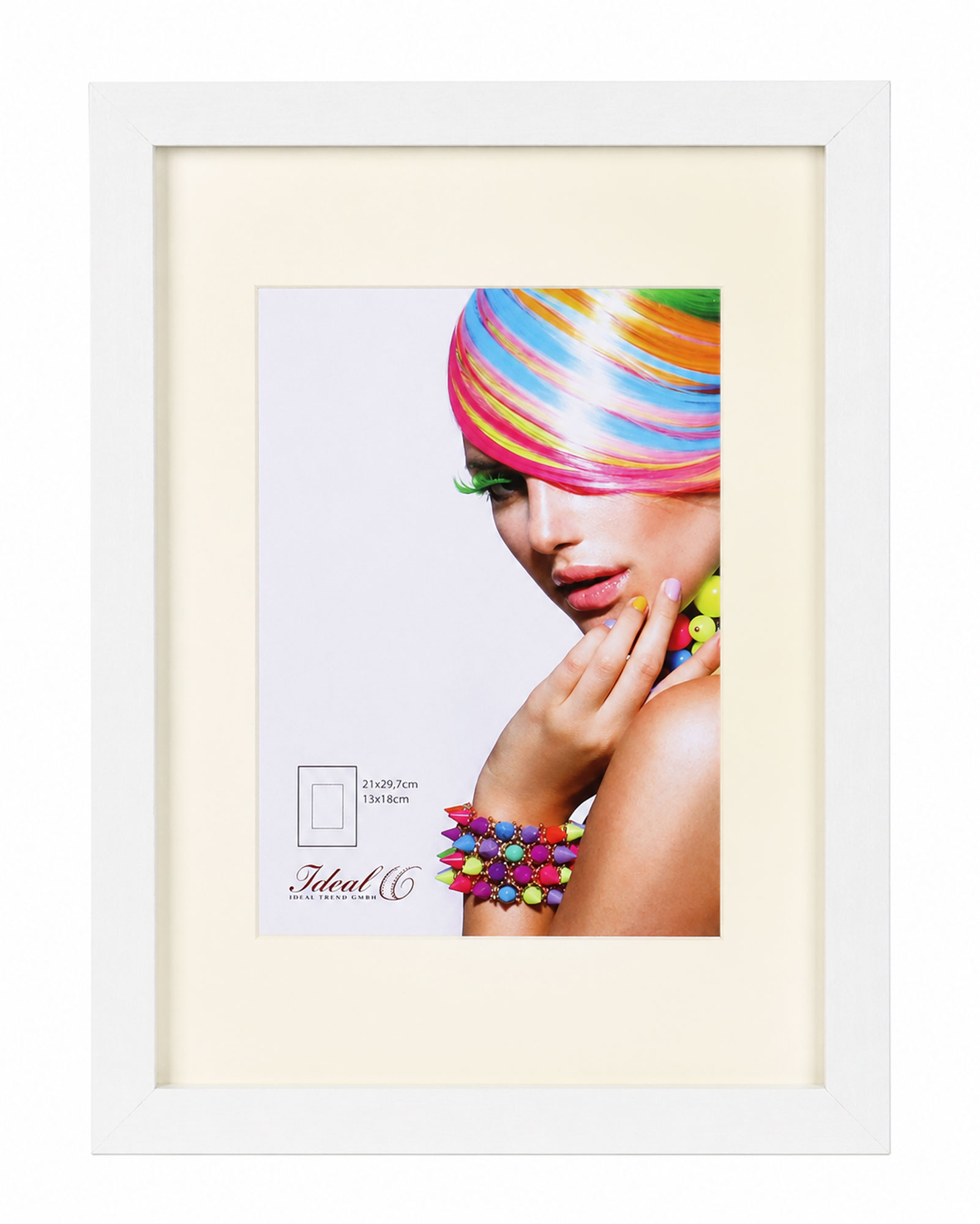 3D Objektrahmen Bilderrahmen mit Passepartout & gehärtetem Glas Holz MDF Rahmen Foto Poster - Farbe: Weiß | Format: 21x29,7