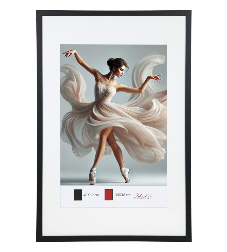 Holzbilderrahmen mit Passepartout Elegantes Design Foto Rahmen Collage Wanddeko HR-5 Poster - Farbe: Schwarz | Format: 40x60