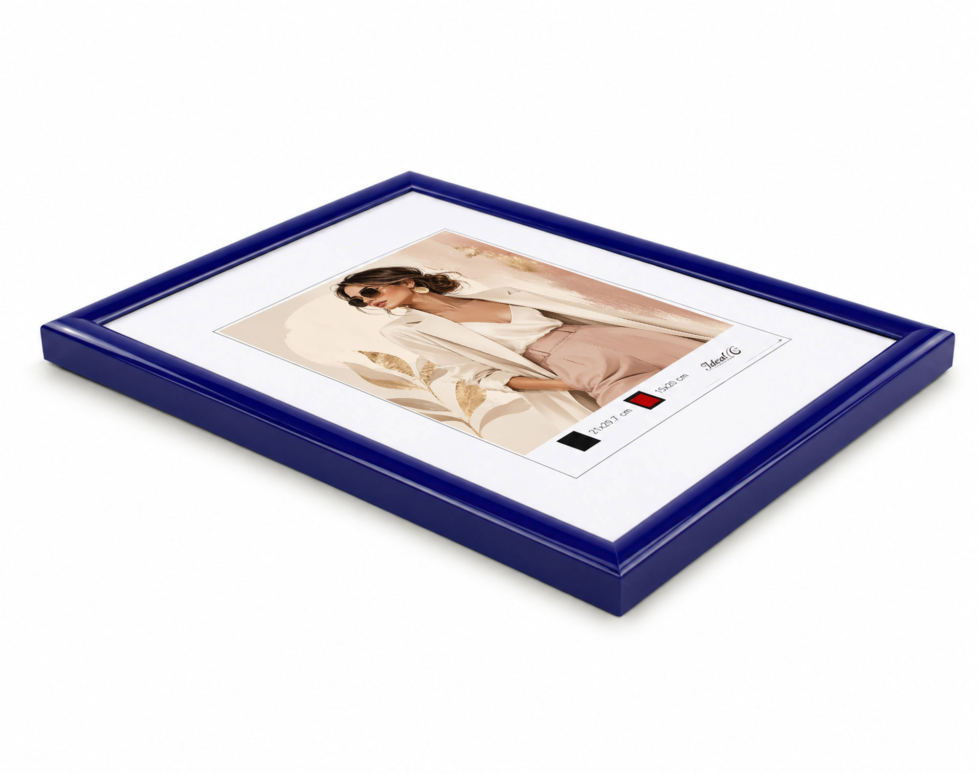 Moderner Bilderrahmen mit echtem Glas für wertvolle Erinnerungen Bilder Foto Rahmen mit abgerundetem Profil - Farbe: Blau | Format: 50x50